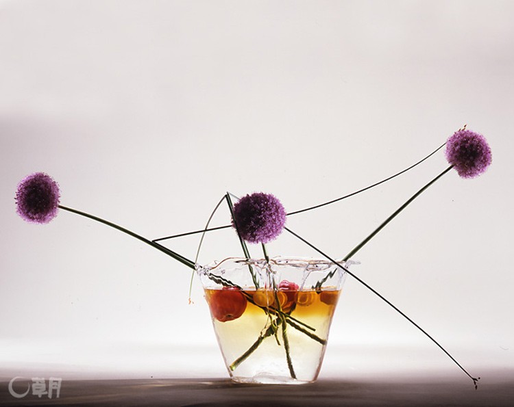 Sogetsu Ikebana with fruit as well as flowers