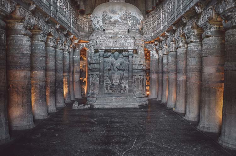 The Chaitya Griha prayer hall at Ajanta Caves