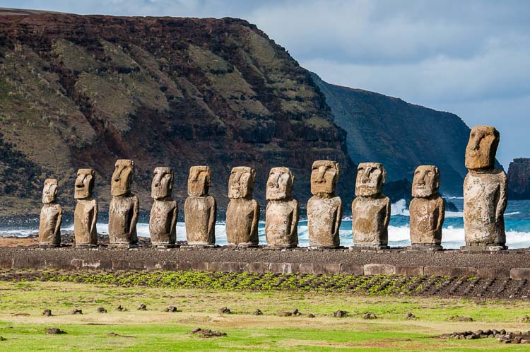 Row of Moai statues